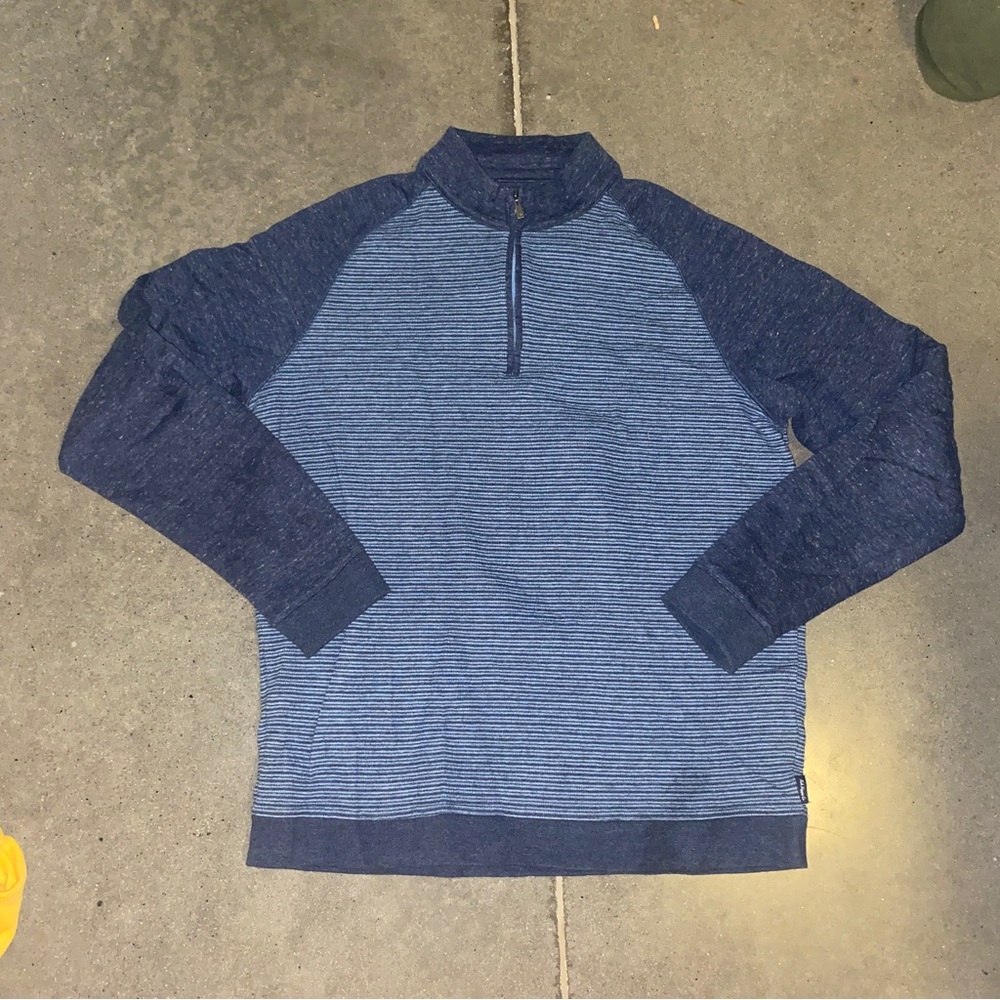 Fishhippie Quarter Zip Pullover Shirt Mens Size Large Blue Casual Jacket Sweater